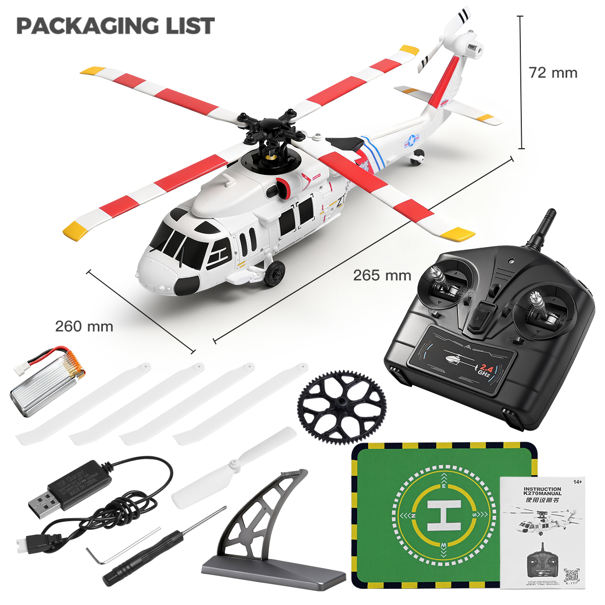 WLtoys K170 K270 UH-60L Brushl - đánh giá và giá Rc Helicopter Gyro